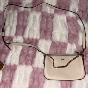 DKNY Beige Crossbody Bag with Gold Chain